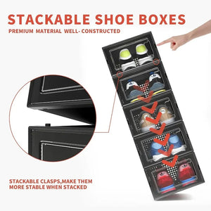 12 Pack Shoe Organizer Boxes Black