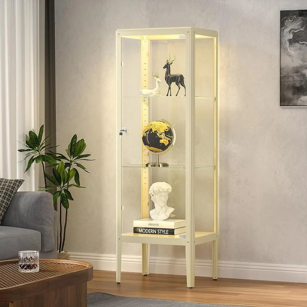 Ryoko Display Cabinet with Adjustable 3-Shelf Glass Shelves