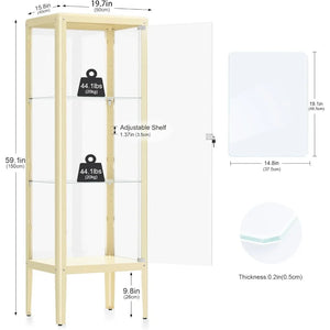 Ryoko Display Cabinet with Adjustable 3-Shelf Glass Shelves