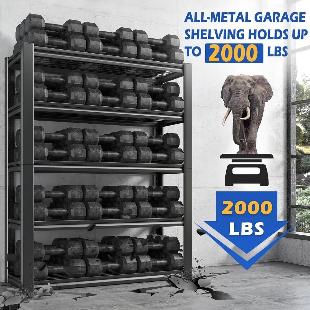 72''H Garage Shelving Heavy Duty 5 Tier Metal Shelves