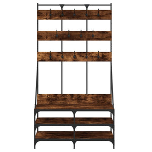 Clothes Rack with Shoe Storage Smoked Oak Wood